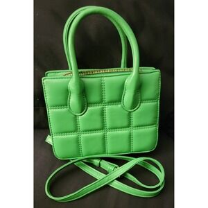 Bright Green Quilted Top Handle Crossbody Bag Gold Zipper